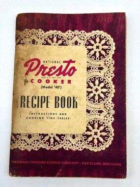 Vintage 1947 Presto Pressure Cooker Recipe Book Manual Model 40 Mid Century